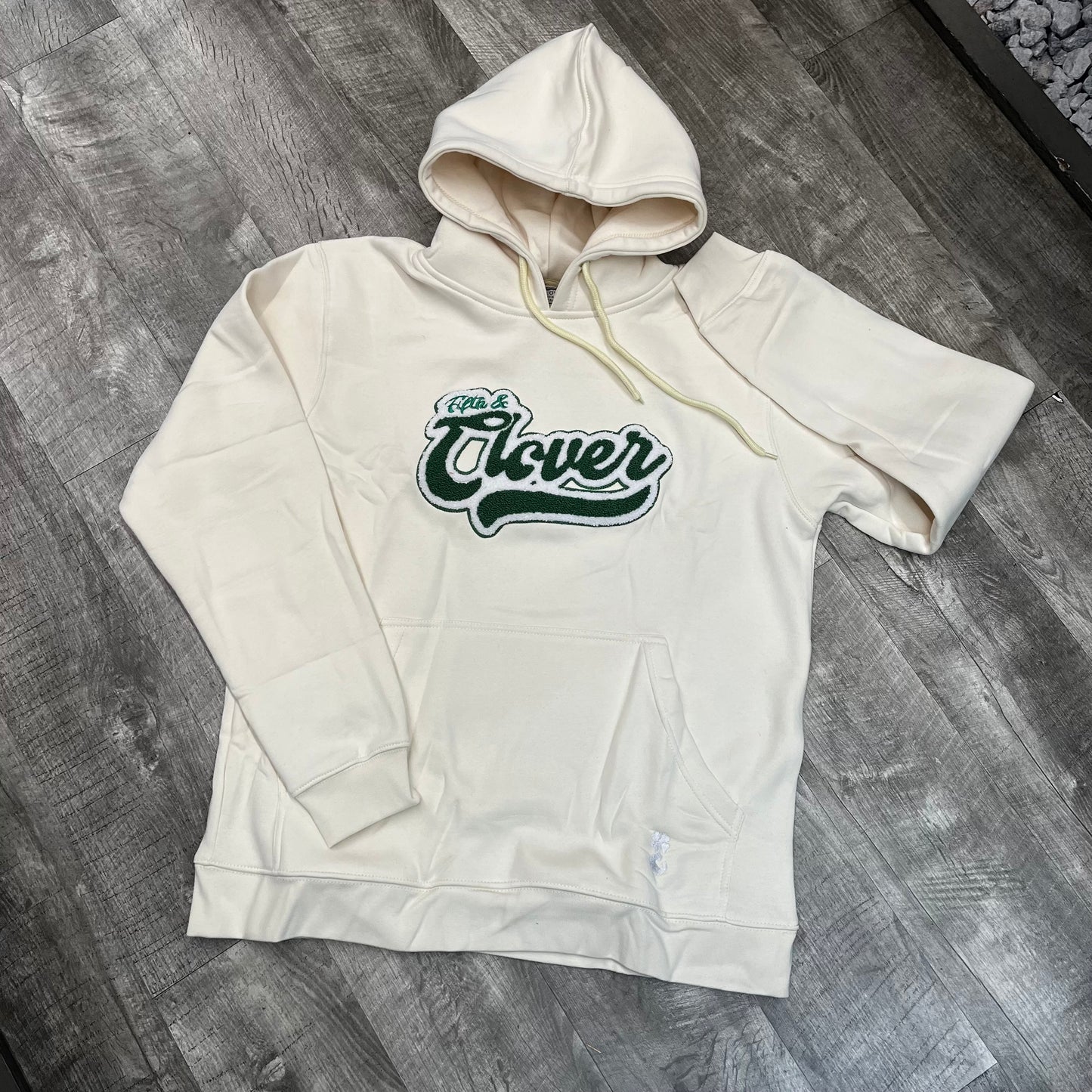 F&C “Chenille” hoodie (cream/green)
